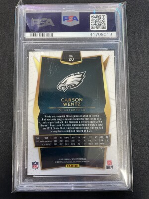 2016 Panini Select Carson Wentz #20 Prizm PSA 10 back
