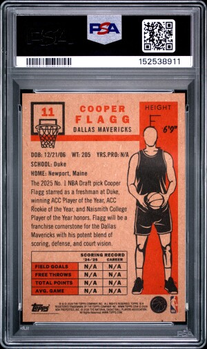 2026 Topps Living Cooper Flagg #11 PSA 10 back