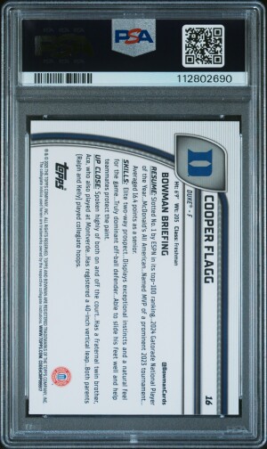 2024 Bowman Chrome University Cooper Flagg #16 PSA 10 back