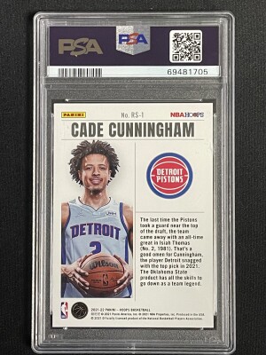 2021 Panini NBA Hoops Rookie Special Cade Cunningham #RS1 PSA 9 back
