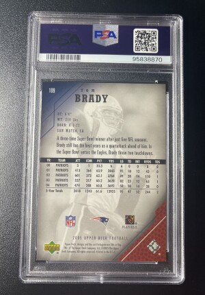 2005 Upper Deck Tom Brady #109 Base Set PSA 8 back