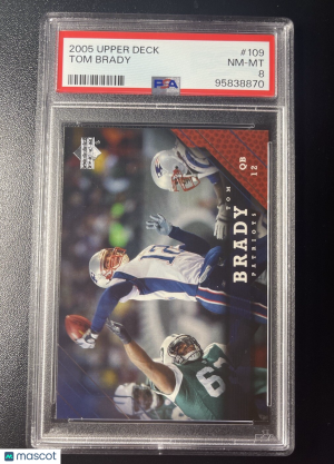 2005 Upper Deck Tom Brady #109 Base Set PSA 8 front