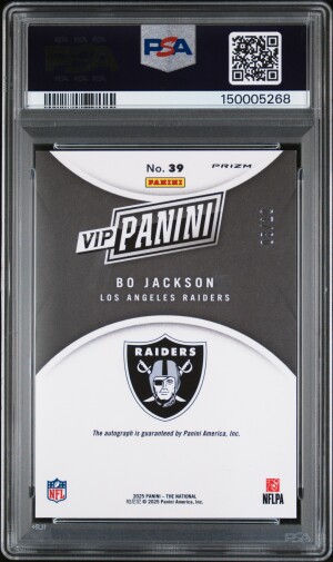 2025 Panini National Sports Collectors Convention Vip Gold Bo Jackson Auto PSA 9 back