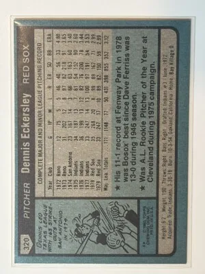 Dennis Eckersley 1980 Topps #320 back