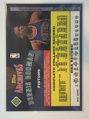Dennis Rodman 1992 Topps Archives #86 (ROOKIE) back