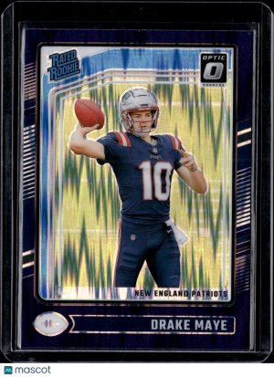 2024 Panini Donruss Optic Drake Maye #229 Purple Shock front