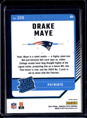 2024 Panini Donruss Optic Drake Maye #229 Blue Scope back