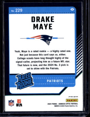 2024 Panini Donruss Optic Prizm Drake Maye #229 Green Velocity back