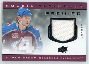 2020-21 UD Premier Bowen Byram Rookie Paramount Jerseys #P-BB front
