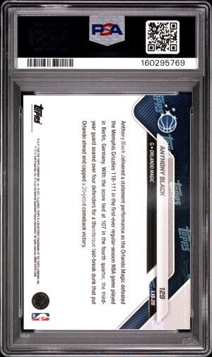 2025 Topps Now Anthony Black #129 PSA 10 back
