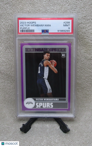 2023 Panini Victor Wembanyama #298 Panini NBA Hoops Purple Parallel RC PSA 9 front