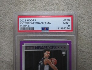 2023 Panini Victor Wembanyama #298 Panini NBA Hoops Purple Parallel RC PSA 9 back