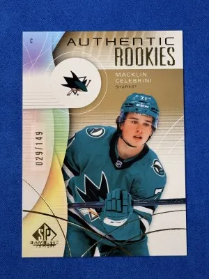 Macklin Celebrini Authentic Rookies Gold Parallel /149 2024-25 SP Game Used front