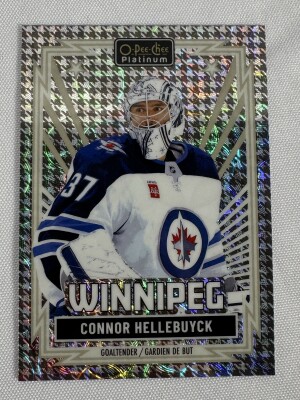 2025-26 OPC Platinum Connor Hellebuyck Houndstooth /15 front