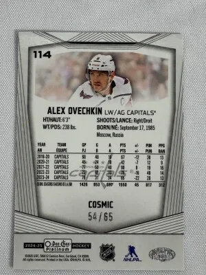 2025-26 OPC Platinum Alex Ovechkin Cosmic /65 back
