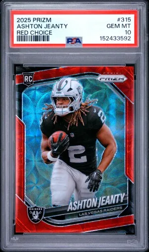 2025 Panini Prizm Ashton Jeanty Red Choice 4/20 PSA 10 POP 5 front