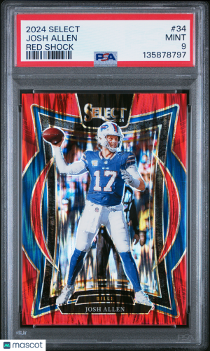 2024 Panini Select Josh Allen #34 Red Shock PSA 9 front