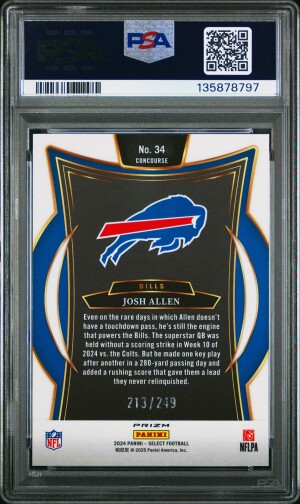 2024 Panini Select Josh Allen #34 Red Shock PSA 9 back