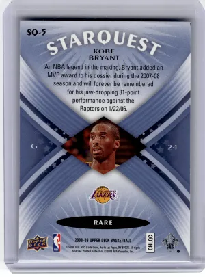 2008 StarQuest Kobe Bryant #SQ-5 Blue Rare back