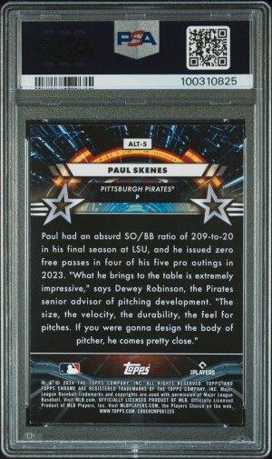 2024 Topps Cosmic Chrome Star Command Paul Skenes #ALT5 PSA 9 back