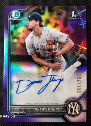 2022 Bowman Draft - Chrome Draft Pick Autographs Drew Thorpe #CDA-DT Purple...