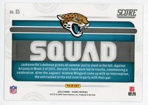 2022 Score Squad #S5 Jacksonville Jaguars Gold Zone  17/50 back