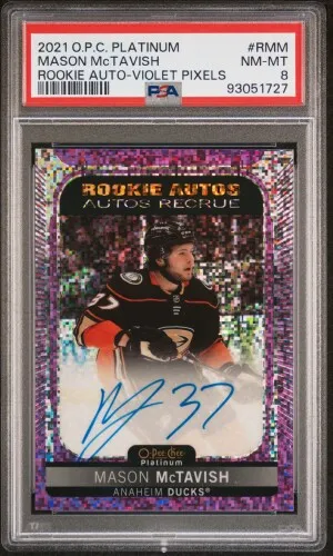 2021 Upper Deck O-Pee-Chee Platinum Rookie Autograph Mason Mctavish Rookie Auto-Violet Pixels front
