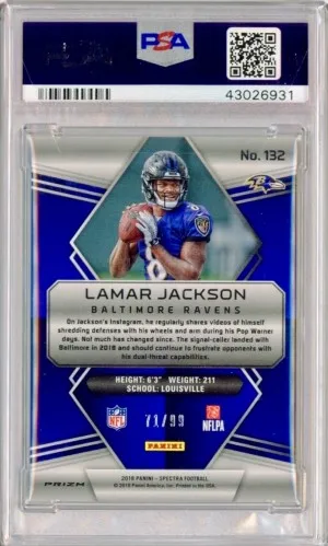 2018 Panini Spectra Lamar Jackson /99 PSA 10 back