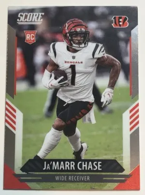JA'MARR CHASE 2021 PANINI CHRONICLES SCORE UPDATE ROOKIES 412 ROOKIE front