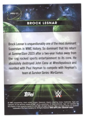 2026 Topps Chrome WWE Earth Brock Lesnar #PPE-11 back