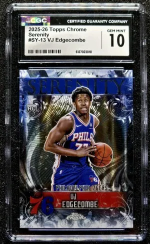 VJ Edgecombe 2025 Topps Chrome #SY-13 Serenity Rookie RC CGC 10 front