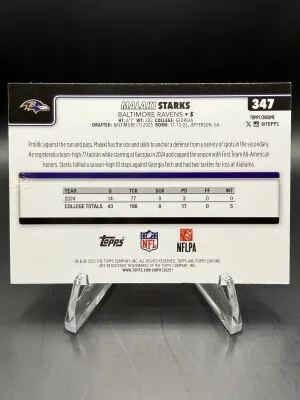 Malaki Starks (Ravens) 2025 NFL Topps Chrome X-Fractor (RC) #347 back