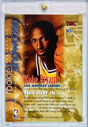 1996 Topps Stadium Club Kobe Bryant Rookie Showcase back