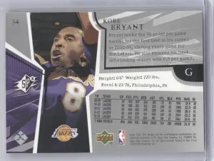 2003 Upper Deck SPx Kobe Bryant #34 back