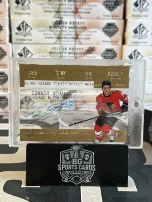 Connor Bedard Rookie Retro Season Ticket Access Auto /25 front