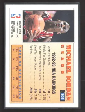 1993 Topps Gold Michael Jordan #101 back