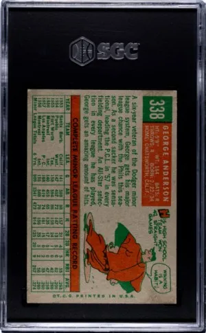 1959 Topps George Anderson SGC 5.5 back