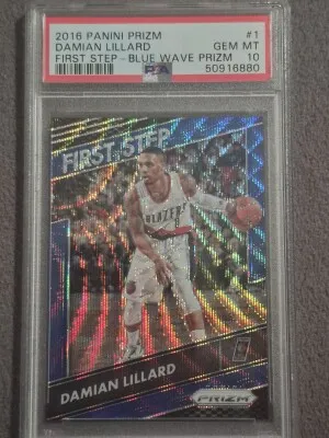 2016 Panini Prizm First Step Damian Lillard First Step-Blue Wave Prizm front