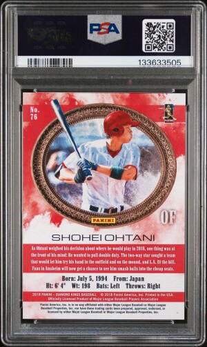 2018 Panini Diamond Kings Shohei Ohtani Facing Right-Red Frame back