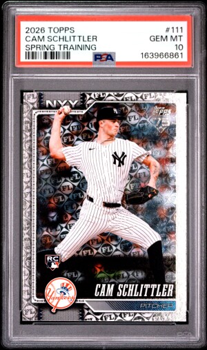 2026 Topps Cam Schlittler Spring Training Psa 10 front