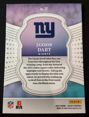 2025 Panini Select - Select Certified Rookies Jaxson Dart #17 (RC) back