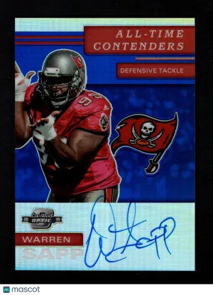 Warren Sapp 2019 Panini Contenders Optic Blue /75 All-Time Contenders Auto front