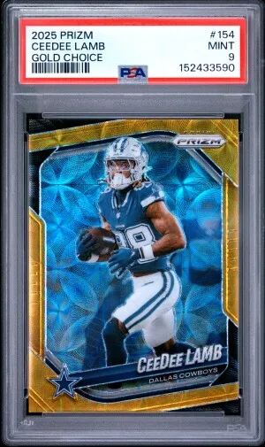 2025 Panini Prizm Ceedee Lamb Gold Choice /10 PSA 9 front