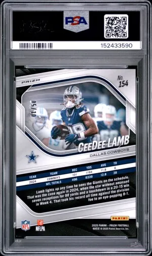 2025 Panini Prizm Ceedee Lamb Gold Choice /10 PSA 9 back