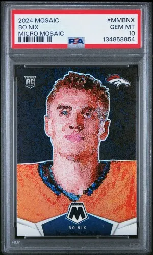 2024 Panini Mosaic Micro Mosaic Bo Nix PSA 10 front