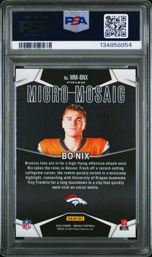 2024 Panini Mosaic Micro Mosaic Bo Nix PSA 10 back