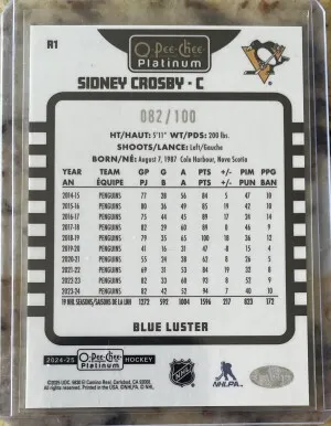 Sidney Crosby Blue Luster /100 back