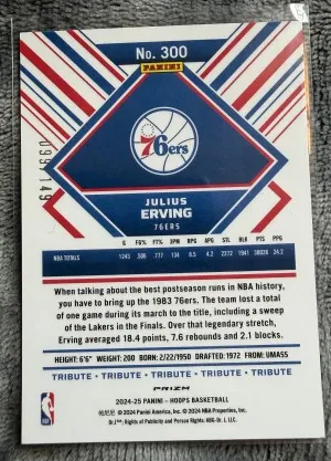 2024-25 Panini Nba Hoops Julius Erving /149 back