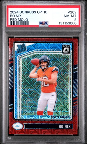 2024 Panini Donruss Optic Bo Nix Red Mojo front
