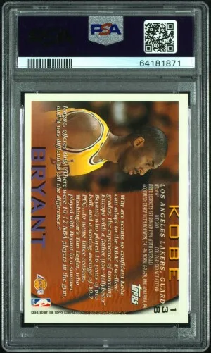 1996 Topps Kobe Bryant back